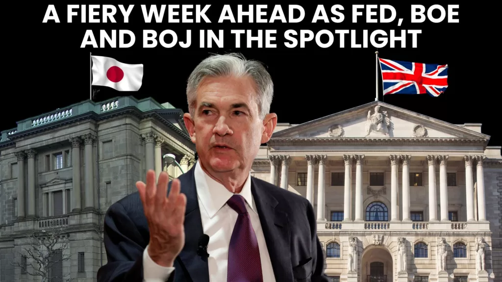 Commodity Market News | A Fiery Week Ahead as FED, BOE and BOJ in the Spotlight.